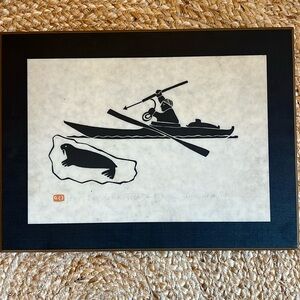 Eskimo and Walrus - laminated custom plaque art